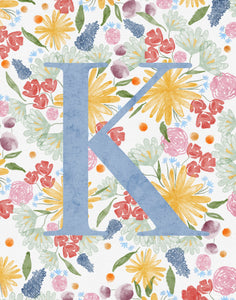 Custom Initial Art Print | Floral
