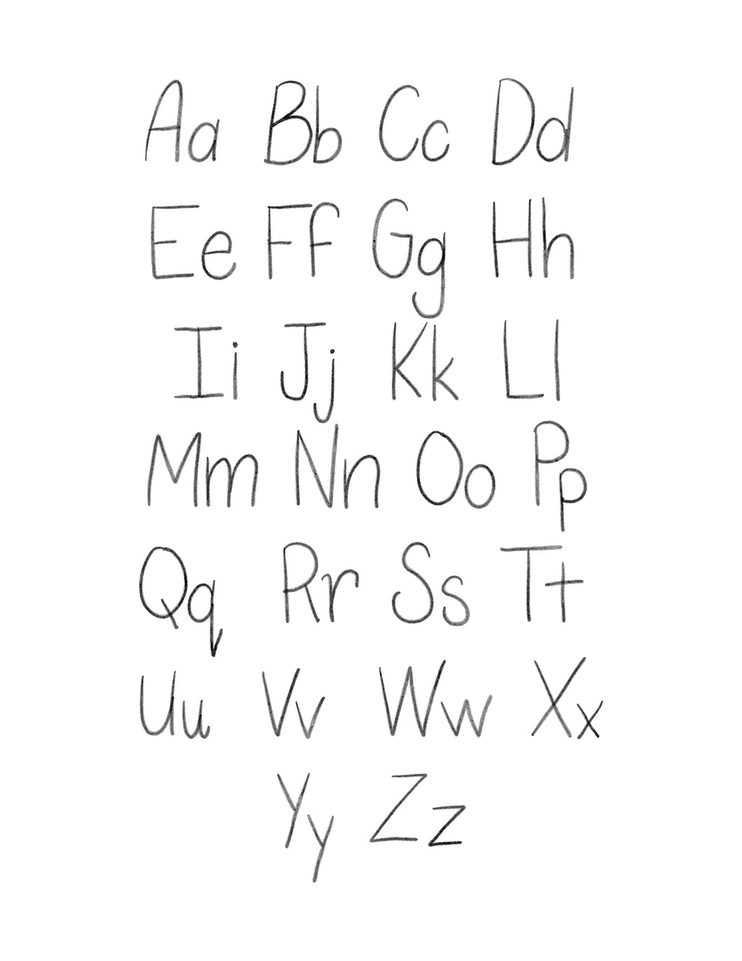 Alphabet Printed Black and White