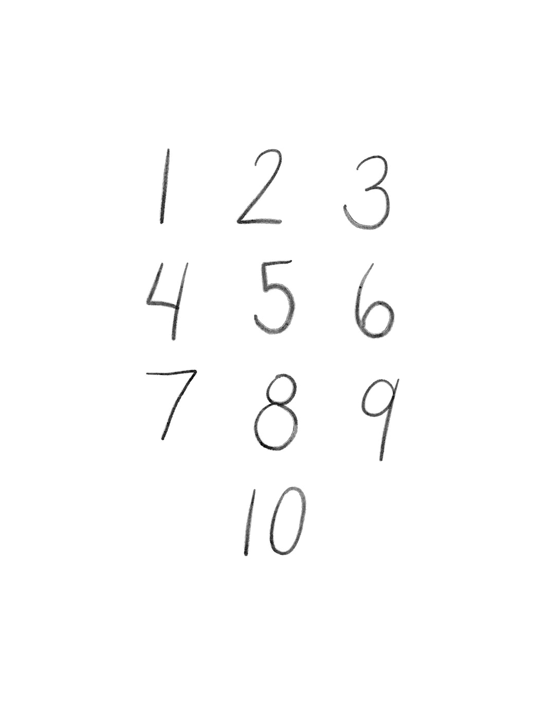 Simple Numbers Black and White